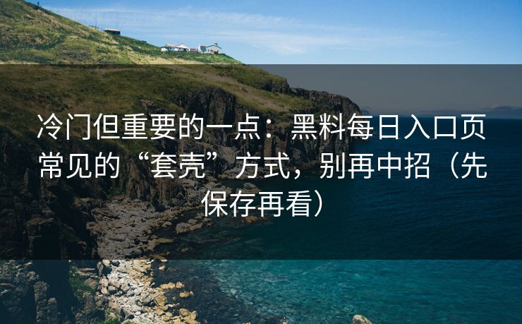 冷门但重要的一点：黑料每日入口页常见的“套壳”方式，别再中招（先保存再看）