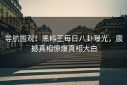 导航围观！黑料王每日八卦曝光，震撼真相惊爆真相大白