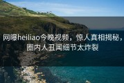 网曝heiliao今晚视频，惊人真相揭秘，圈内人丑闻细节太炸裂