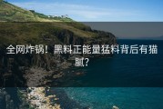 全网炸锅！黑料正能量猛料背后有猫腻？