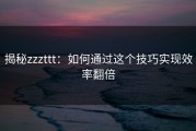 揭秘zzzttt：如何通过这个技巧实现效率翻倍