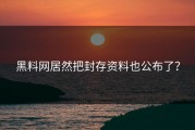黑料网居然把封存资料也公布了？