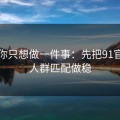 如果你只想做一件事：先把91官网的人群匹配做稳