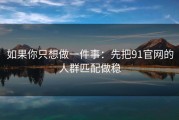 如果你只想做一件事：先把91官网的人群匹配做稳