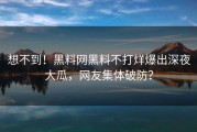想不到！黑料网黑料不打烊爆出深夜大瓜，网友集体破防？