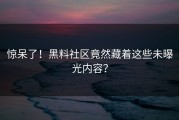 惊呆了！黑料社区竟然藏着这些未曝光内容？