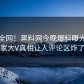 震惊全网！黑料网今晚爆料曝光，独家大V真相让人评论区炸了