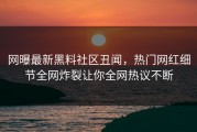 网曝最新黑料社区丑闻，热门网红细节全网炸裂让你全网热议不断