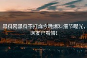 黑料网黑料不打烊今晚爆料细节曝光，网友已看懵！
