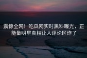 震惊全网！吃瓜网实时黑料曝光，正能量明星真相让人评论区炸了