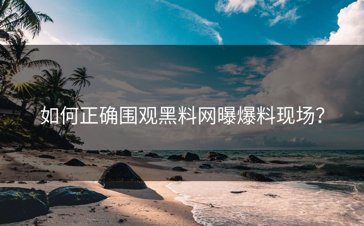 如何正确围观黑料网曝爆料现场？