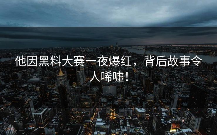他因黑料大赛一夜爆红，背后故事令人唏嘘！