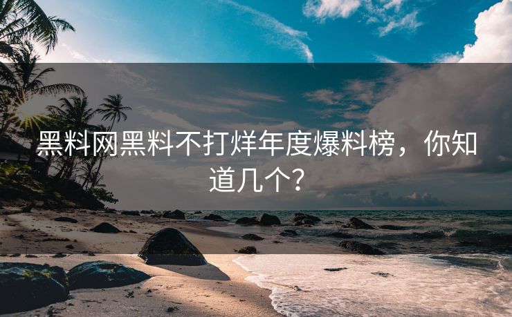 黑料网黑料不打烊年度爆料榜，你知道几个？