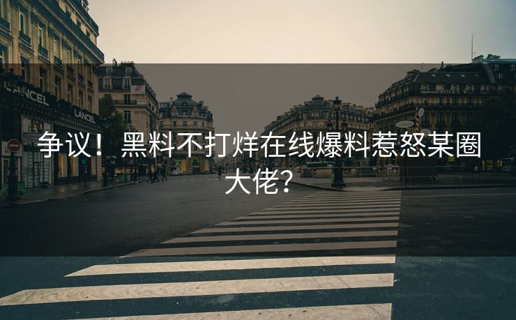 争议！黑料不打烊在线爆料惹怒某圈大佬？