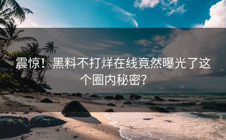 震惊！黑料不打烊在线竟然曝光了这个圈内秘密？