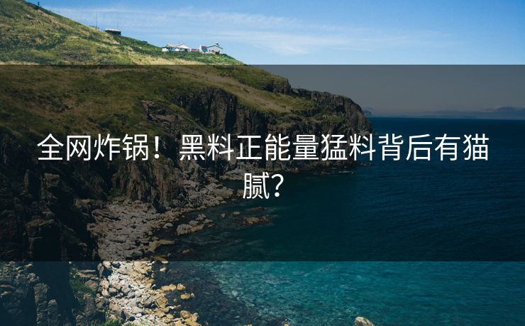 全网炸锅！黑料正能量猛料背后有猫腻？