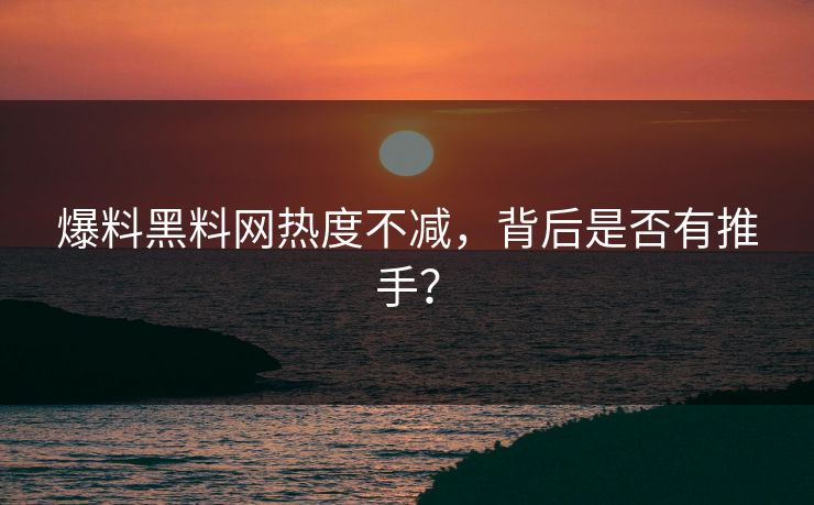 爆料黑料网热度不减，背后是否有推手？