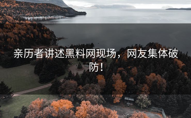 亲历者讲述黑料网现场，网友集体破防！
