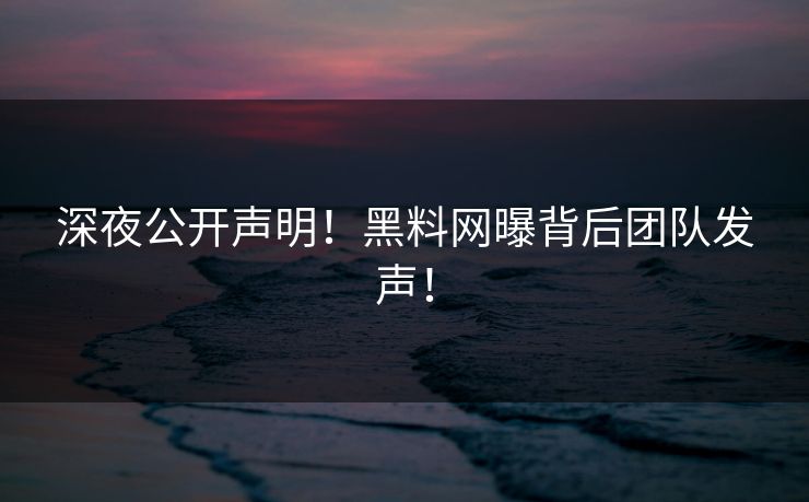 深夜公开声明！黑料网曝背后团队发声！