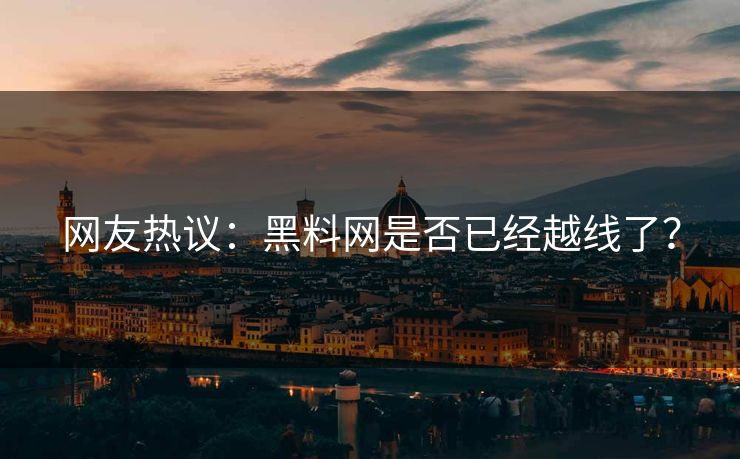 网友热议：黑料网是否已经越线了？