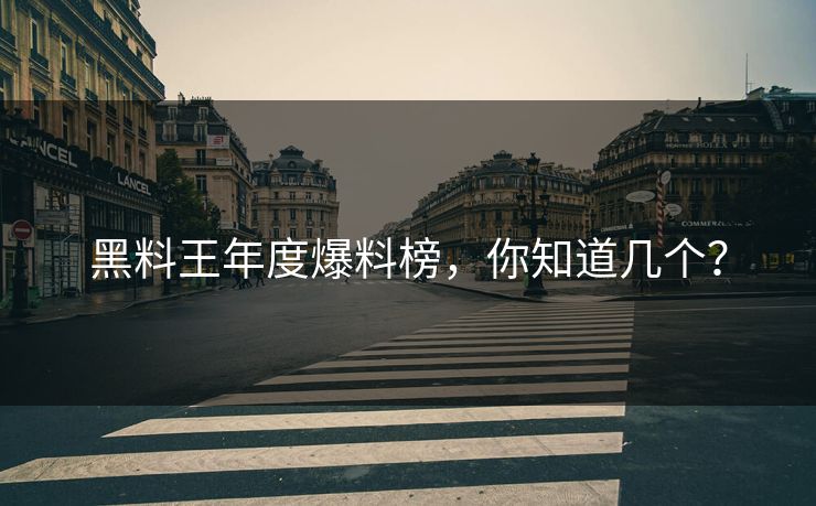 黑料王年度爆料榜，你知道几个？