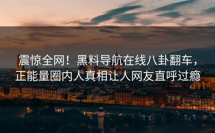 震惊全网！黑料导航在线八卦翻车，正能量圈内人真相让人网友直呼过瘾