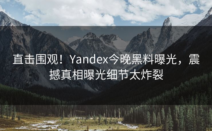 直击围观！Yandex今晚黑料曝光，震撼真相曝光细节太炸裂