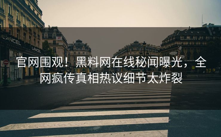 官网围观！黑料网在线秘闻曝光，全网疯传真相热议细节太炸裂