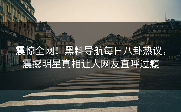 震惊全网！黑料导航每日八卦热议，震撼明星真相让人网友直呼过瘾