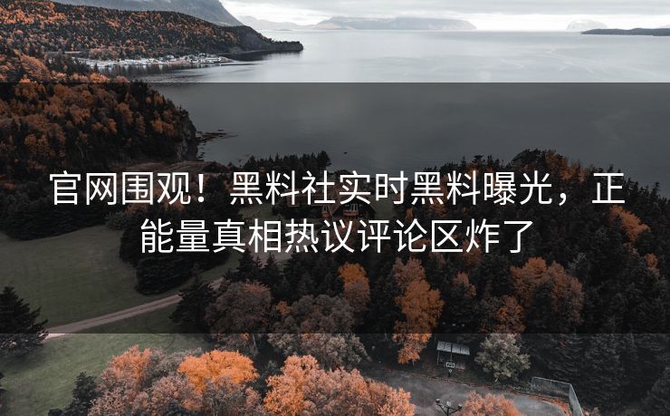 官网围观！黑料社实时黑料曝光，正能量真相热议评论区炸了