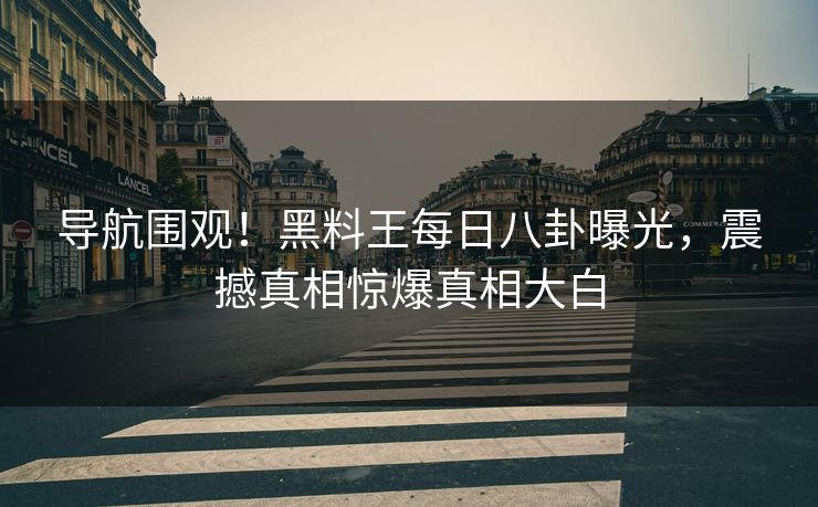 导航围观！黑料王每日八卦曝光，震撼真相惊爆真相大白