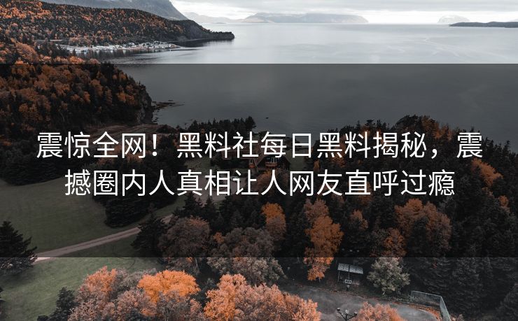 震惊全网！黑料社每日黑料揭秘，震撼圈内人真相让人网友直呼过瘾