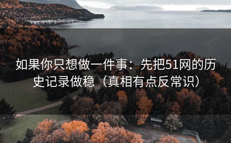 如果你只想做一件事：先把51网的历史记录做稳（真相有点反常识）
